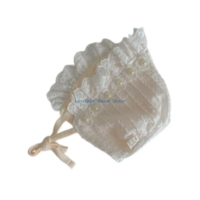

BX0D Autumn Hat Toddler Sun Hats Little Girl Cotton Lace Up Bonnet Caps