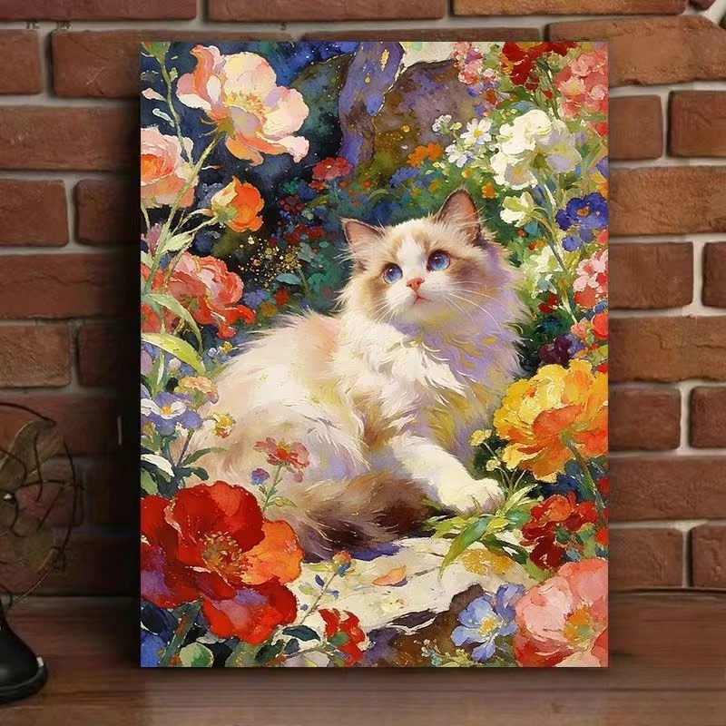 Diamond Painting  Cat Flowers Animals Diamond Mosaic Handmade Art Exquisite Creative Gift Home Decoration