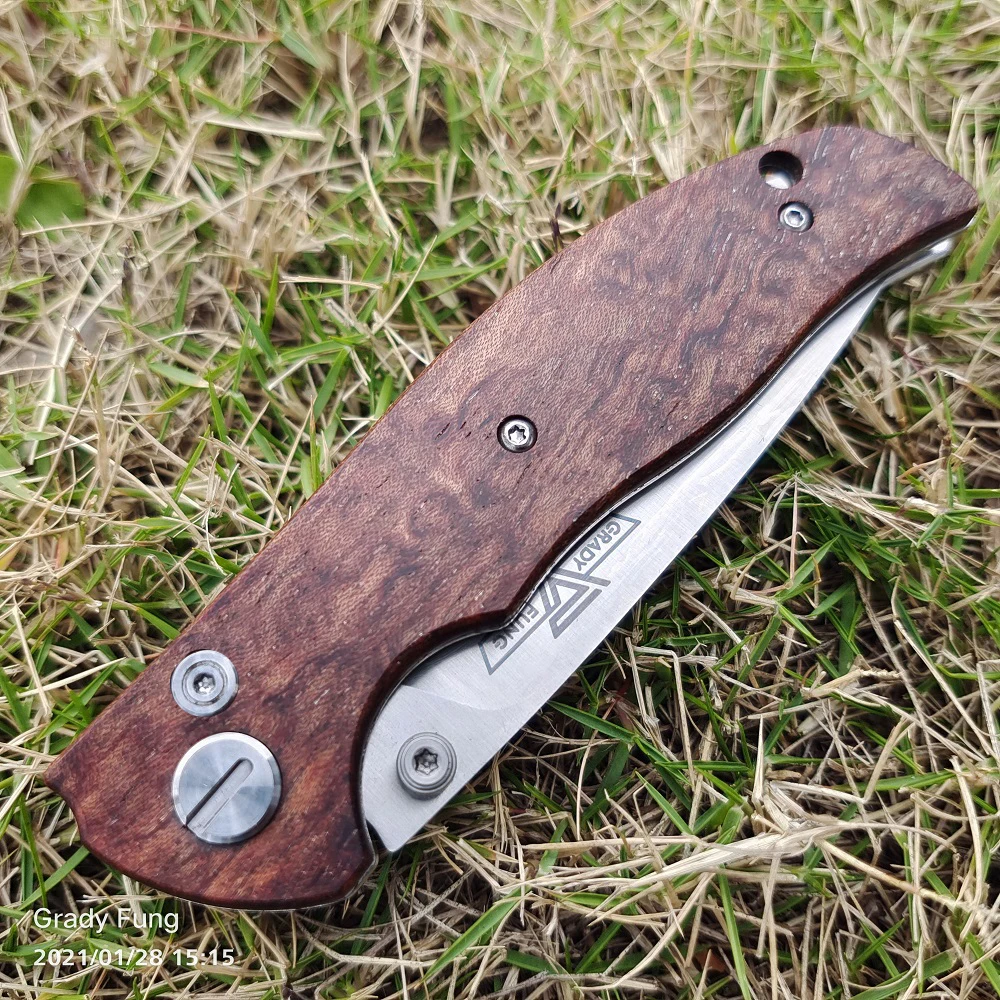 Grady Fung Folding Messer Tabargan 95 Ratte 1 Stabilisiert Palisander Griff D2 klinge Messer Überleben Messer EDC Werkzeuge Camping Messer