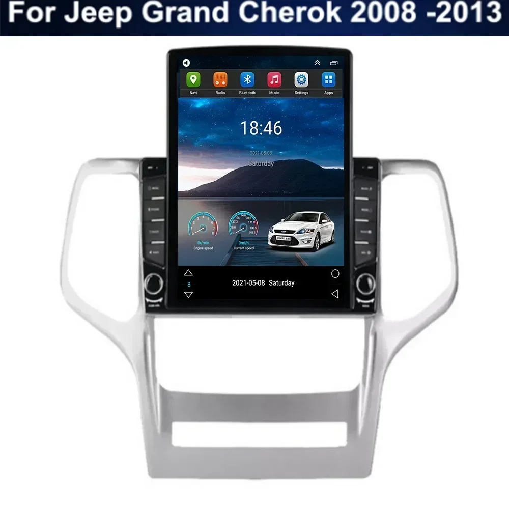 9.7 "Android 13 สําหรับJeep Grand Cherok 2008 - 2013 Teslaประเภทรถวิทยุเครื่องเล่นวิดีโอมัลติมีเดียนําทางGPS RDSกล้องไม่มีDvd