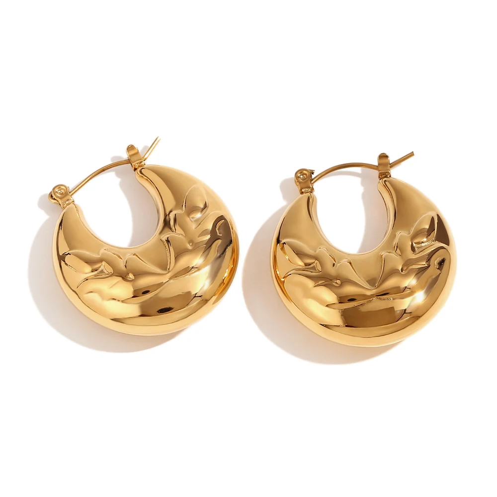 MamacitaSlay New In Protruding Foliage Path Hollow Hoop Earrings For Women 18K Gold Plated Earrings 2024 Trend Jewelry