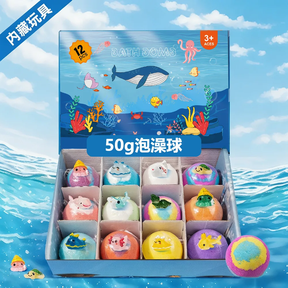 6-12pcs-kids-bath-bombs-gift-set-with-hidden-toys-ocean-theme-sea-salt-flower-fruit-scented-bubble-ball-foot-bath-set