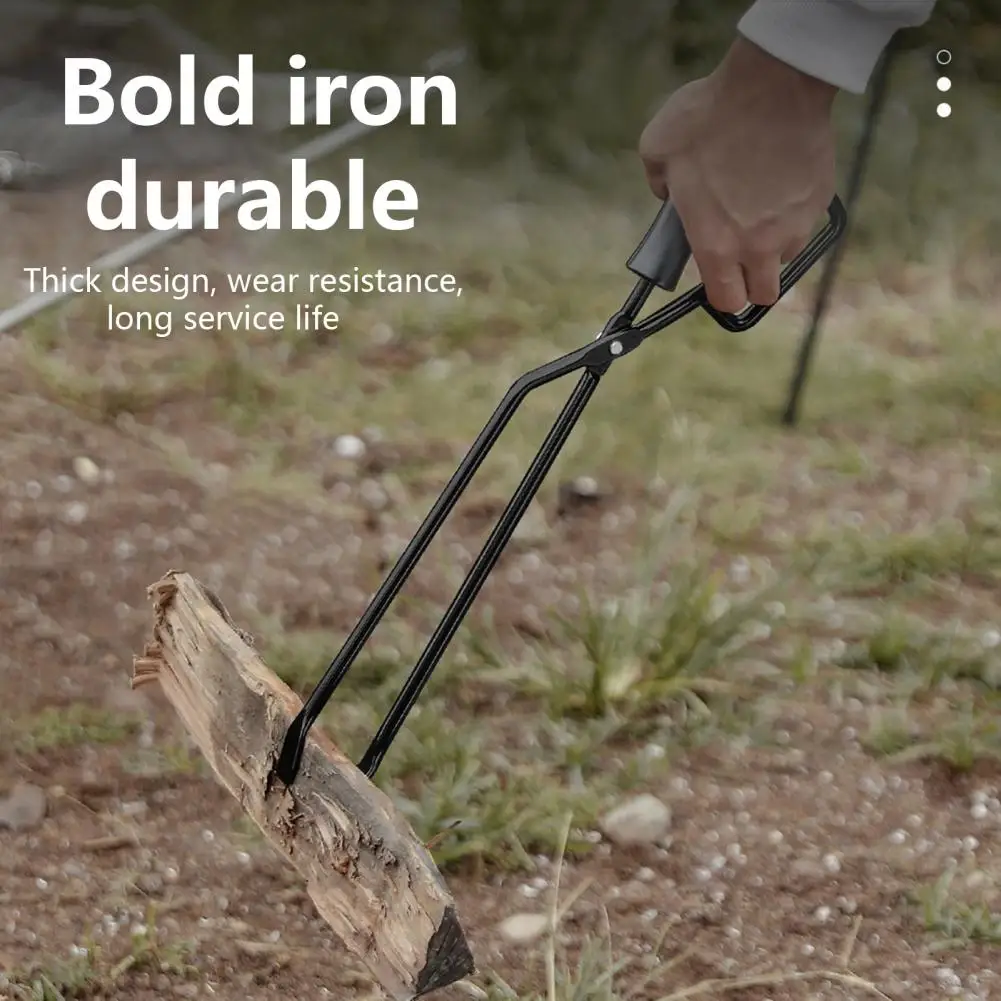  Camping Barbecue Iron Tongs Heat Insulated Good Grip Firewood Outdoor Cooking Grill Picnic Portable Durable Tool