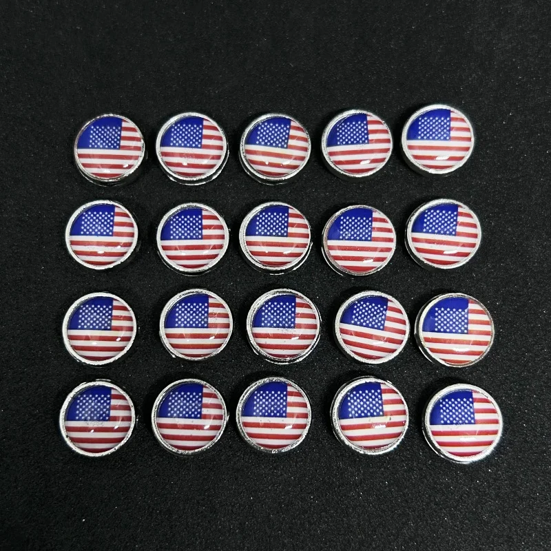 20PCS Silver American Flag Beads Independence Day National Day Celebration Accessories for DIY USA Bracelet Jewelry Making