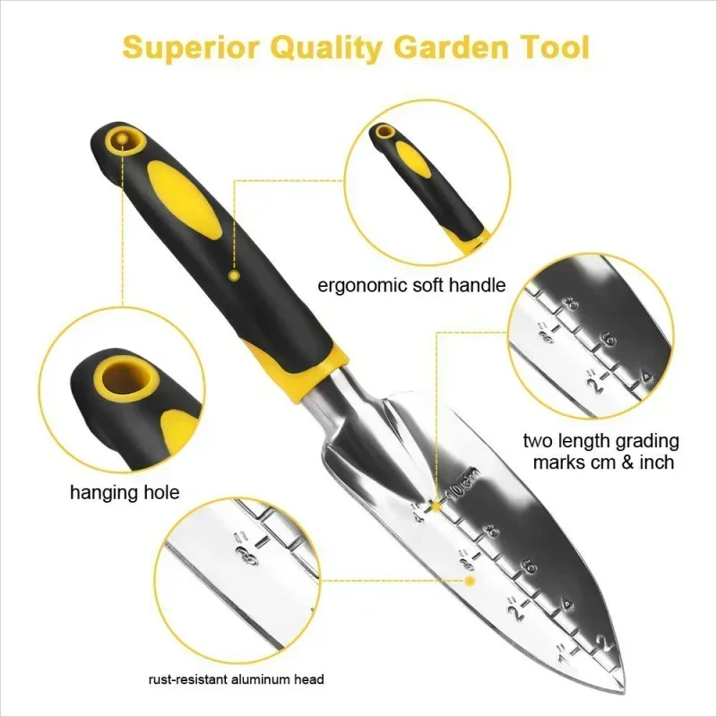 1/5pcs Garden Tool Aluminum Alloy Garden Shovel Hand Trowel，Rake， Cultivator，Weeder Tools With Ergonomic Handle Bonsai Tool