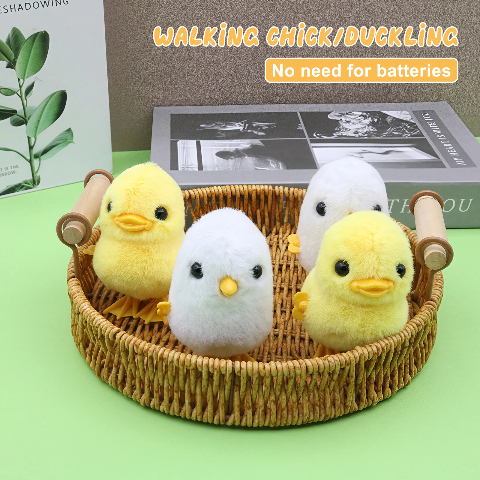 Ducks  and Jumping Chick Wind Up Toys , Plush Toys Fluffy Realistic Jumping Ducks , Suitable for Christmas and Birthday Gifts