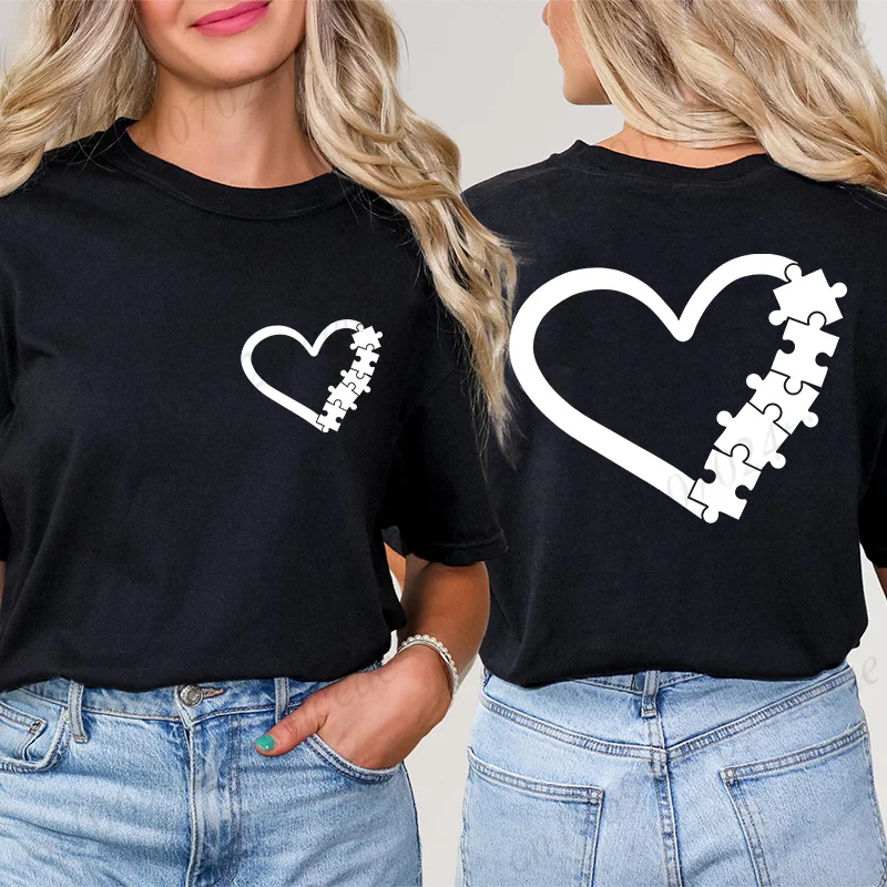 

Футболка с информацией о аутизме для женщин, подарок для мамы с аутизмом, футболки с короткими рукавами для учителя, одежда ASD, рубашка-головоломка