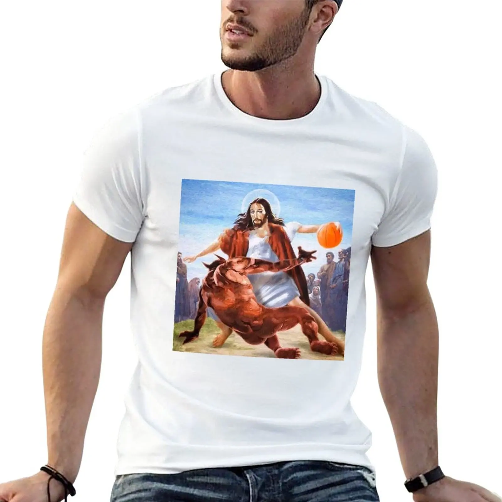 

New Jesus vs Satan in Basketball T-Shirt T-Shirt Tee shirt quick drying t-shirt vintage t shirt T-shirt men