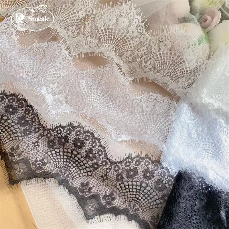 6M = 2 uds., recorte de encaje de pestañas de Sector suave de 10CM, borde de velo de novia, ropa DIY, vestidos de novia. Telas de encaje de pestañas con borde ondulado