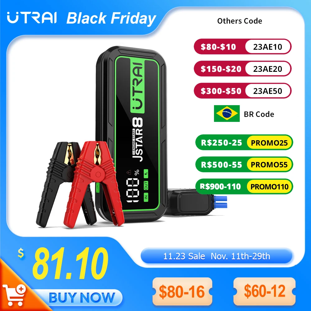 UTRAI 3000A Jump Starter Car Power Bank Portable Charger Starting Device For 8.0L/6.0L Emergency Car Battery Jump Starter