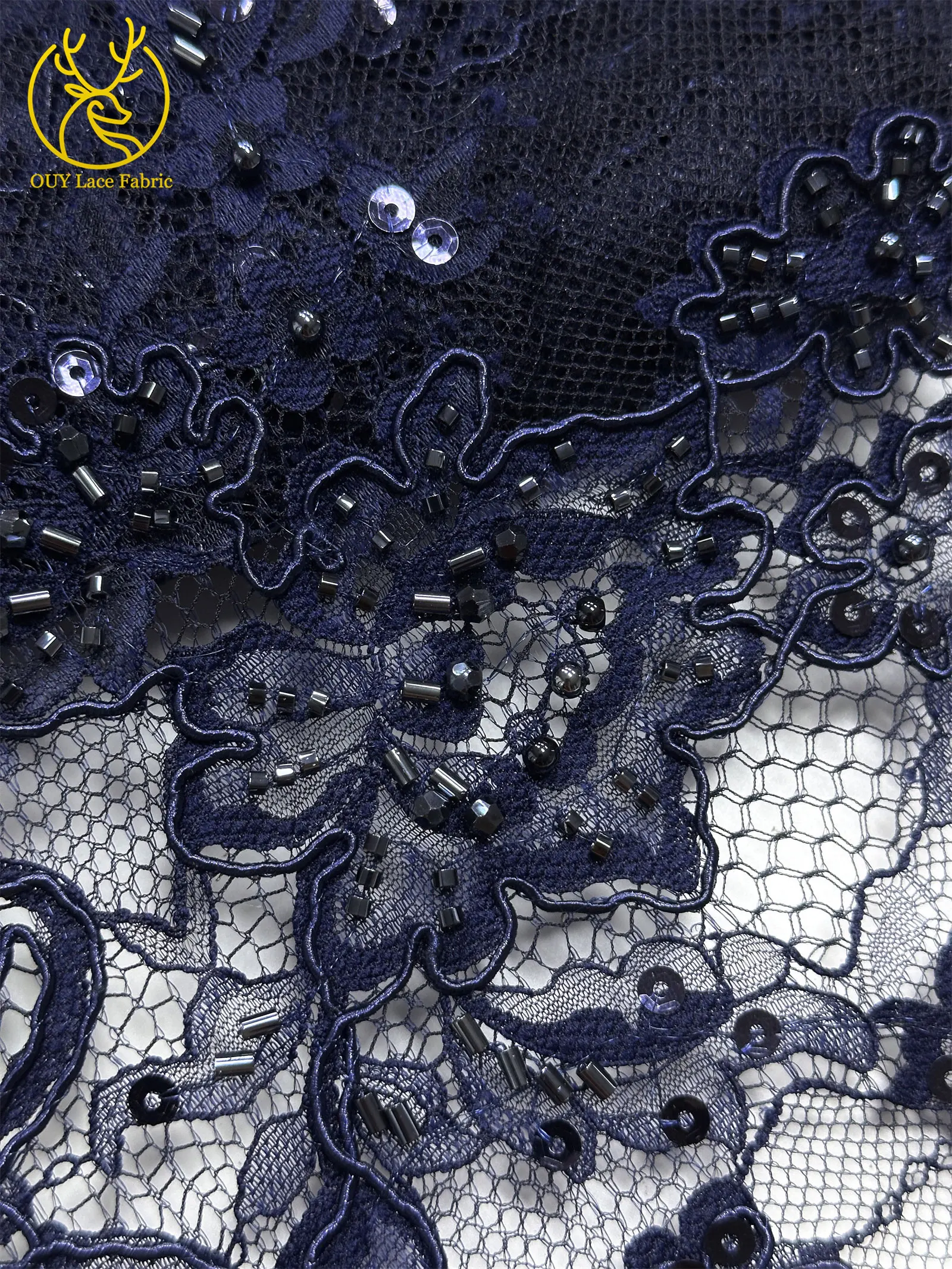 Elegante, exquisite, würdevolle, neue, modische, handgefertigte, perlenbesetzte, mit Pailletten bestickte Netzspitze, vollständig mit Perlen besetzt, für Damen-Hochzeitskleider – Detail 21