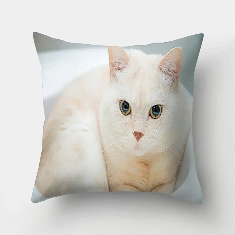 Schattige Kattenprint Decoratieve Kussens Kussensloop Polyester Kussenhoes Gooien Kussenbank Woonkamer Decoratie Kussensloop