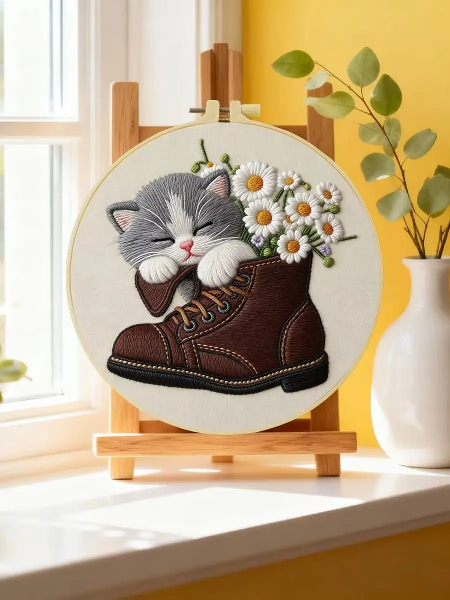 1 Stück 20X20CM/15X15CM 7,87/6,3 Zoll Meeresblick Stickerei Starter-Kit DIY-Kit Stickerei-Set für Anfänger – Detail 6
