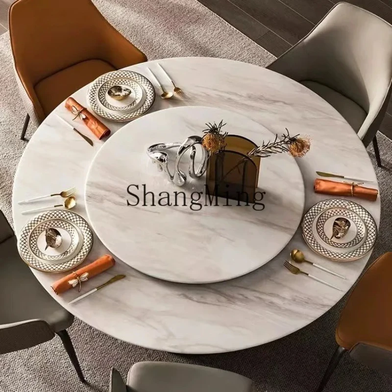 

FG light luxury combination marble dining table turntable household small apartment round table