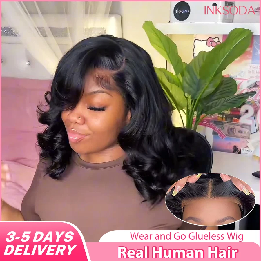 

Bob Hair Body Wave Lace Front Wig Pre Bleached Knots Glueless Wigs 4x4 5x5 Wear And Go Short Bob Human Hair Wigs Closure Wigs