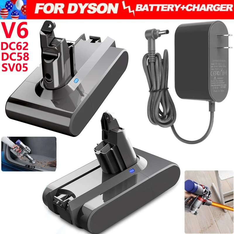 V6 Battery for Dyson, 21.6V 6000mAh Battery for Dyson V6 Vacuum Cleaner DC58,DC59,DC62,650,770,880,SV03,SV04,SV05,SV06,SV07,SV09