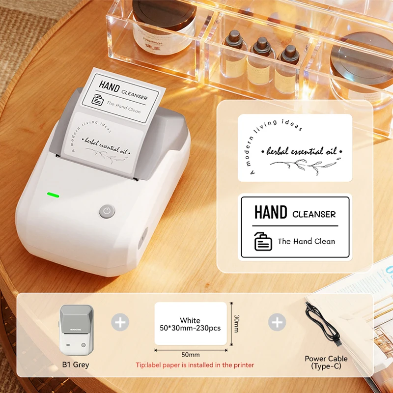 Niimbot B1/B1 PRO Thermische Labelprinter Bluetooth Pocket Label Maker Barcode QR-code Zelfklevende sticker Etiketteermachine - afbeelding 1