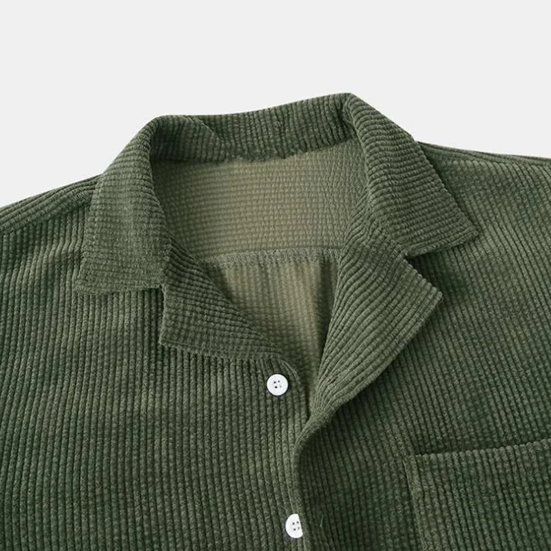 Conjunto de 2 Piezas de Verano para Hombre, Camisa Hawaiana de Pana de Manga Corta y Pantalones Cortos, Ropa Casual de Calle