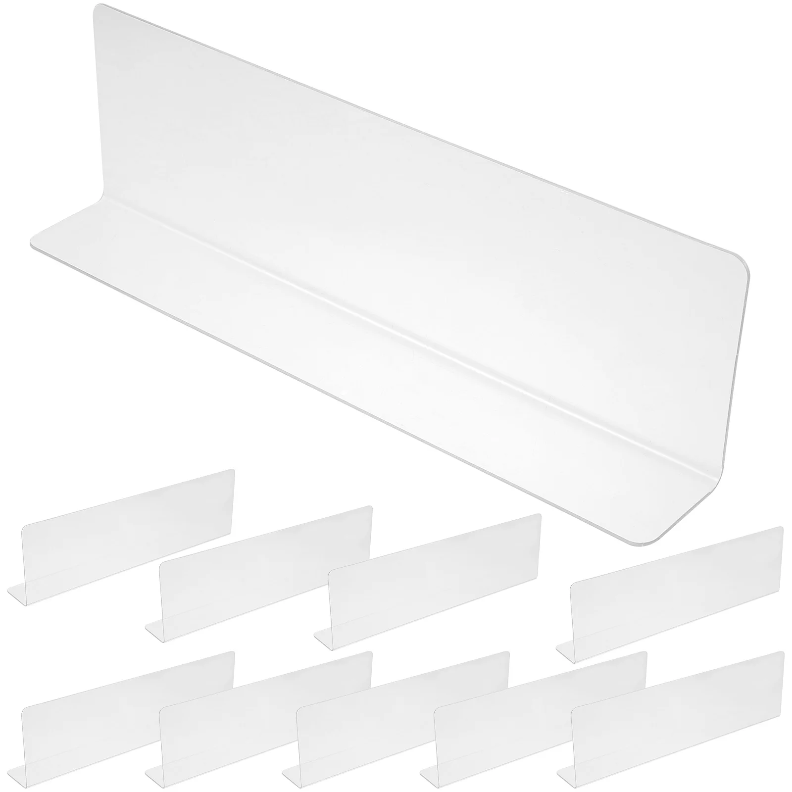 

10pcs PVC Transparent L Shaped Dividers 20cmx6cm Closet Organizers Shelf Partitions Dresser Separators cabinet