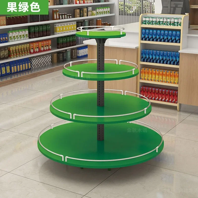 Guardrail Supermarket Shelf Multi-layer Round Display Shelf Floor Height Adjustable Steel Exhibition Commodity Display Shelf Boo