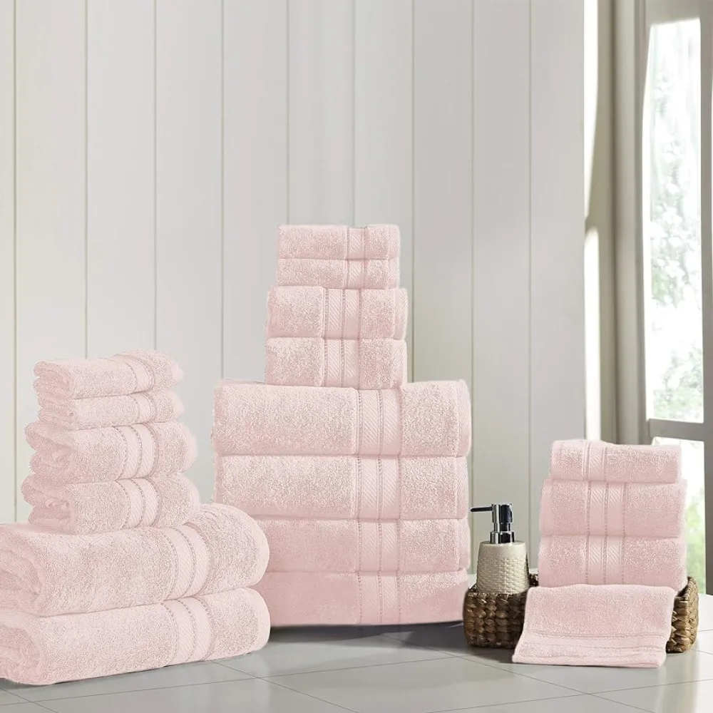 

Hand Towels Towel Spun Loft 18-Piece 100% Combed Cotton Towel Set - Bath Towels For Home Blush Freight Free the Body Bathrobe