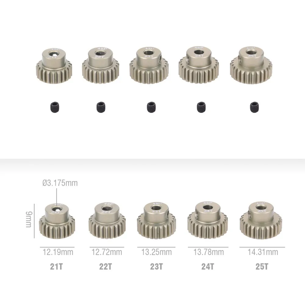 48P Ritzel 3,175mm 11T 15T 17T 18T 19T 20T 22T 24T 30T 13T-48T Aluminiumlegierung Motor Getriebe für 1/8 1/10 1/12 1/14 1/16 1/18 RC Auto – Detail 20