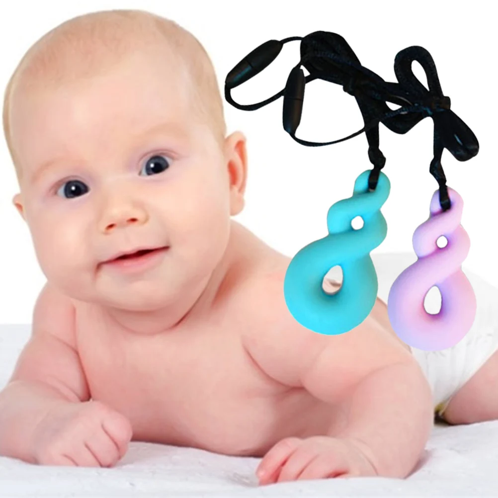 

2Pcs Sensory Necklace for Chew Necklace For Autism 6x3 3x1 6cm Silicone Tear Resistant Infant Teether Beads