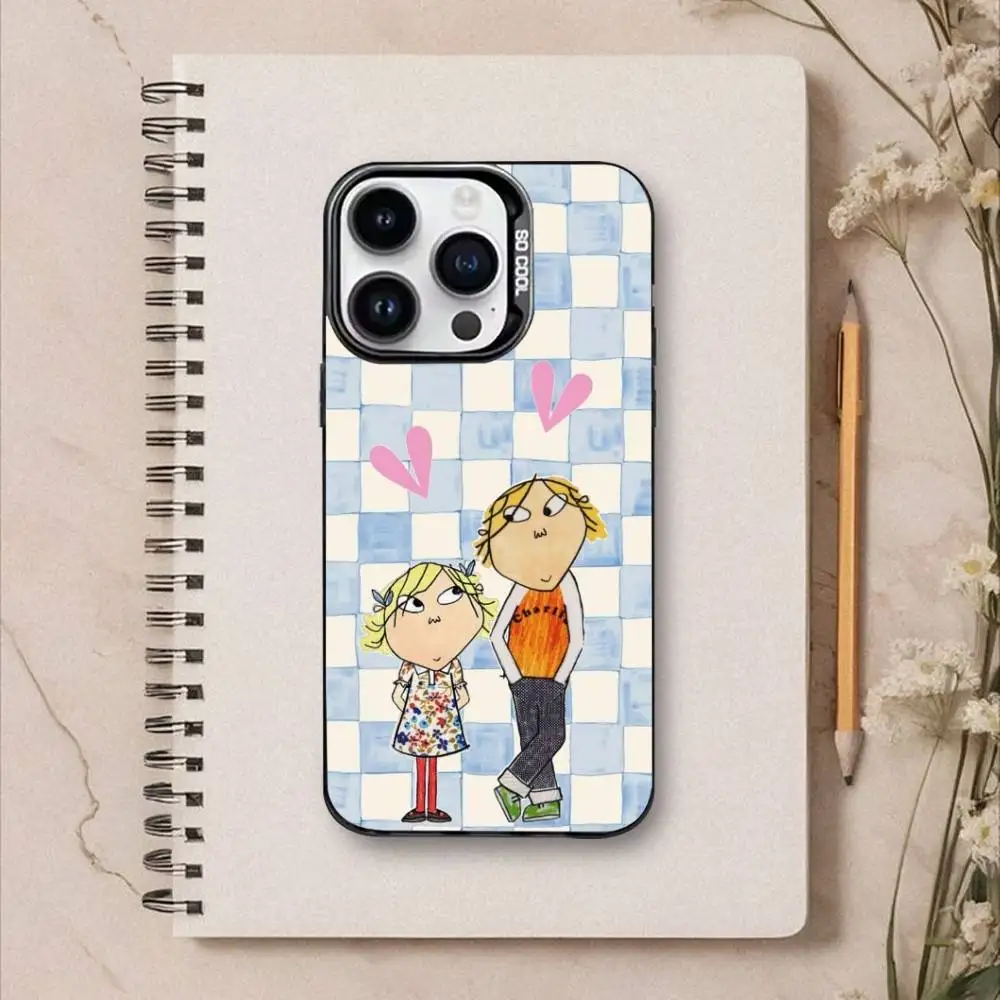 C-Charlie And L-Lola Anime  Phone Case For iPhone17,16,15,14,13,12,Pro Max Black Colorful Phone case