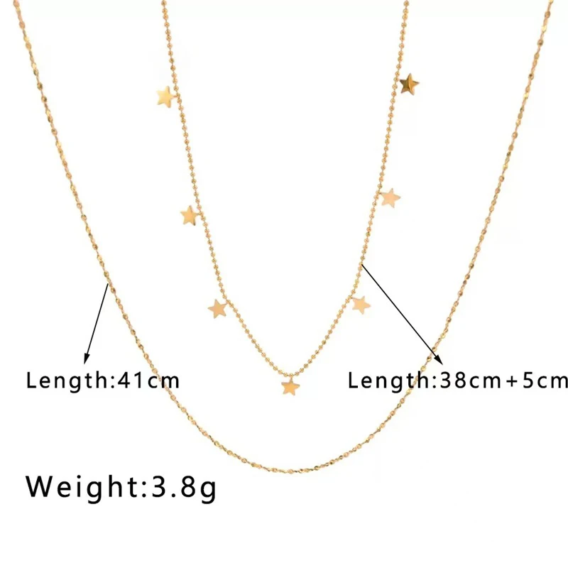 GANPUP 316L Edelstahl Goldfarben Sterne Halskette Armband Set für Frauen Statement Metall Textur Wasserdichter Schmuck Geschenk – Detail 3