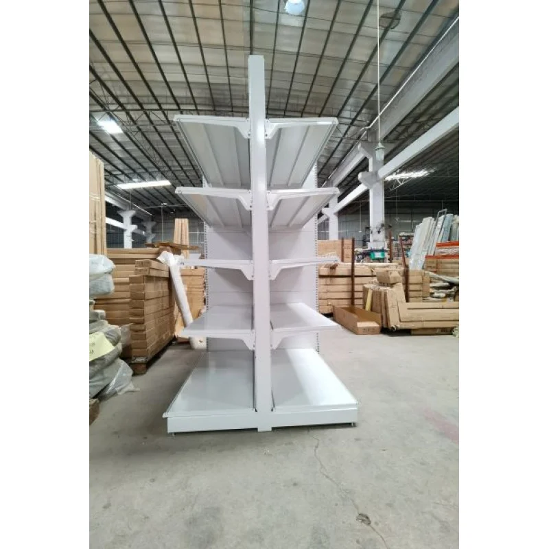 (customized)Factory high quality supermarket shelves white double back plate gondola