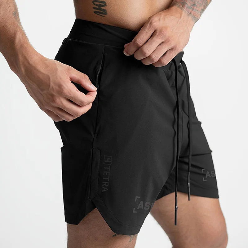 Pantalones cortos de entrenamiento de secado rápido para hombre, ropa deportiva informal, Fitness, correr, rejilla, compresión, atletismo