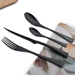 AJOYOUS 24Pieces Cutlery Set 304 Stainless Steel Tableware Knife Fork Spoon Cutlery Set with Teaspoon Kitchen Western Dinnerware