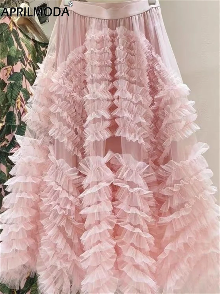

Elastic High Waist Big Swing Ball Gown Tulle Tutu Maxi Princess Skirt Solid Pink Blue Black White Fairycore Tiered Cake Skirts