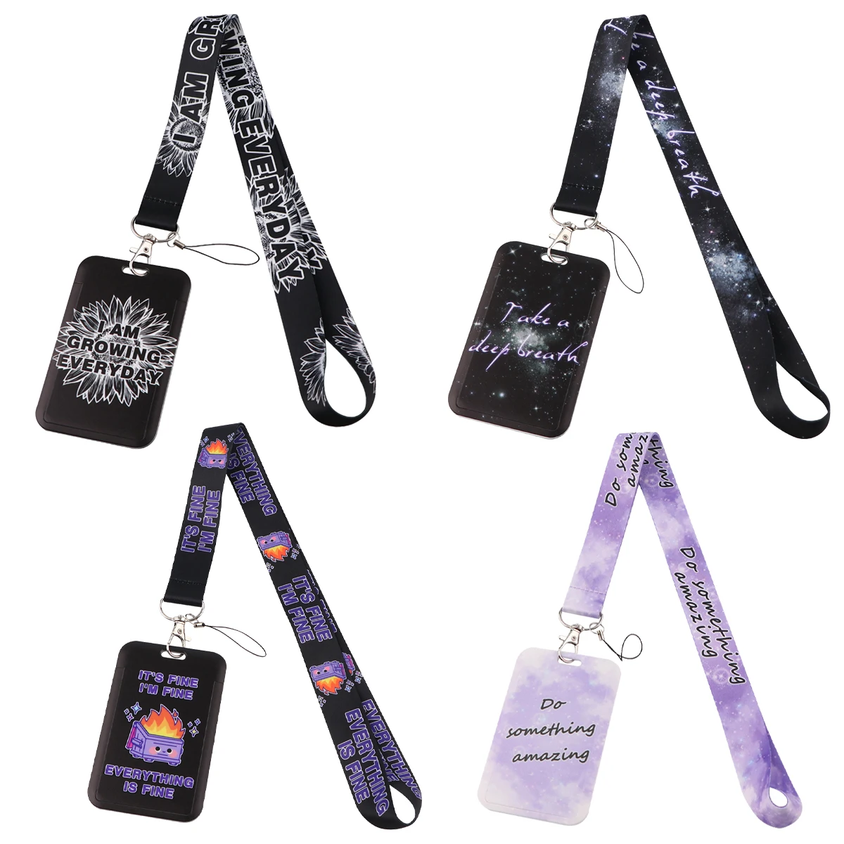 Quotations Lanyard For Keychain ID Card Cover Passport Childrens Cellphone USB Badge Holder Key Ring Neck Straps Accessories