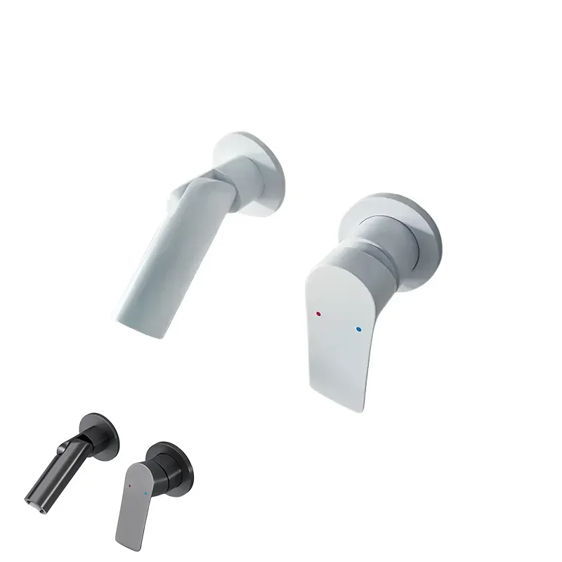 Hot And Cold In Wall Mounted Faucet Square Circular Outlet Chrome Plated Faucet With Knob Becola Bathroom Basin Faucet