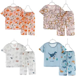 Summer Children Sleepwear Boys Suits Breathable Home Clothes Girls Pajamas Quick-drying Baby Kids Short-sleeved Clothing Set