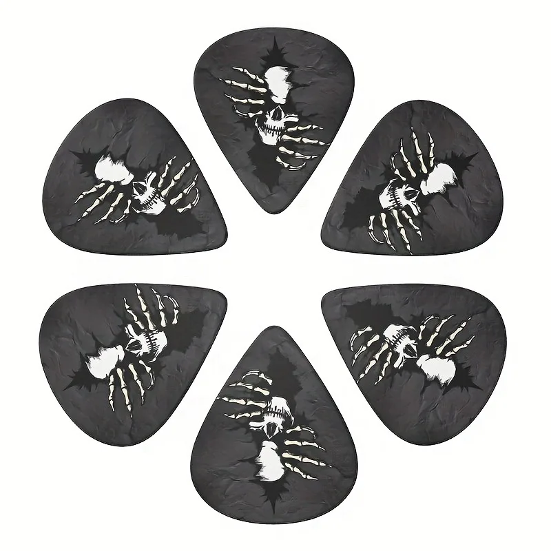 6 Pcs Original Sound Guitar Picks, Double-Sided Printed Ukulele Guitar Finger Shrapnel, Keychain Holster, Gift For Music Lovers