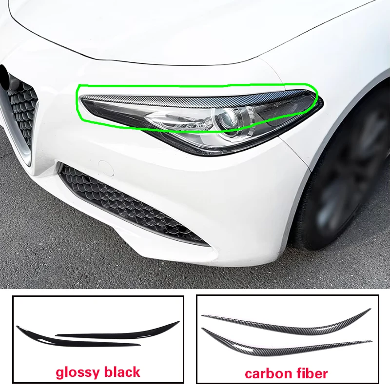 For Alfa Romeo Giulia 2015-2018 ABS carbon fiber car headlight eyebrow cover headlight eyebrow decorative sticker exterior parts