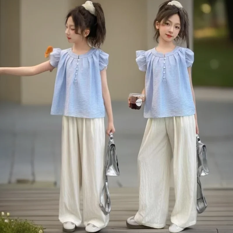 

New Spring Summer Teenager Girls Clothing Sets Children Short Tops T Shirt and Pants 2Pcs Kids Tracksuit 5 6 8 10 12 14 Years
