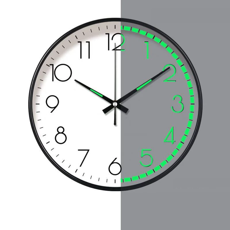 22/26/30/35cm Luminous Glow In Dark 3D Wall Clocks Large Clock Watch DIY With Glass White Plate Clock Modern Design Shop Decor