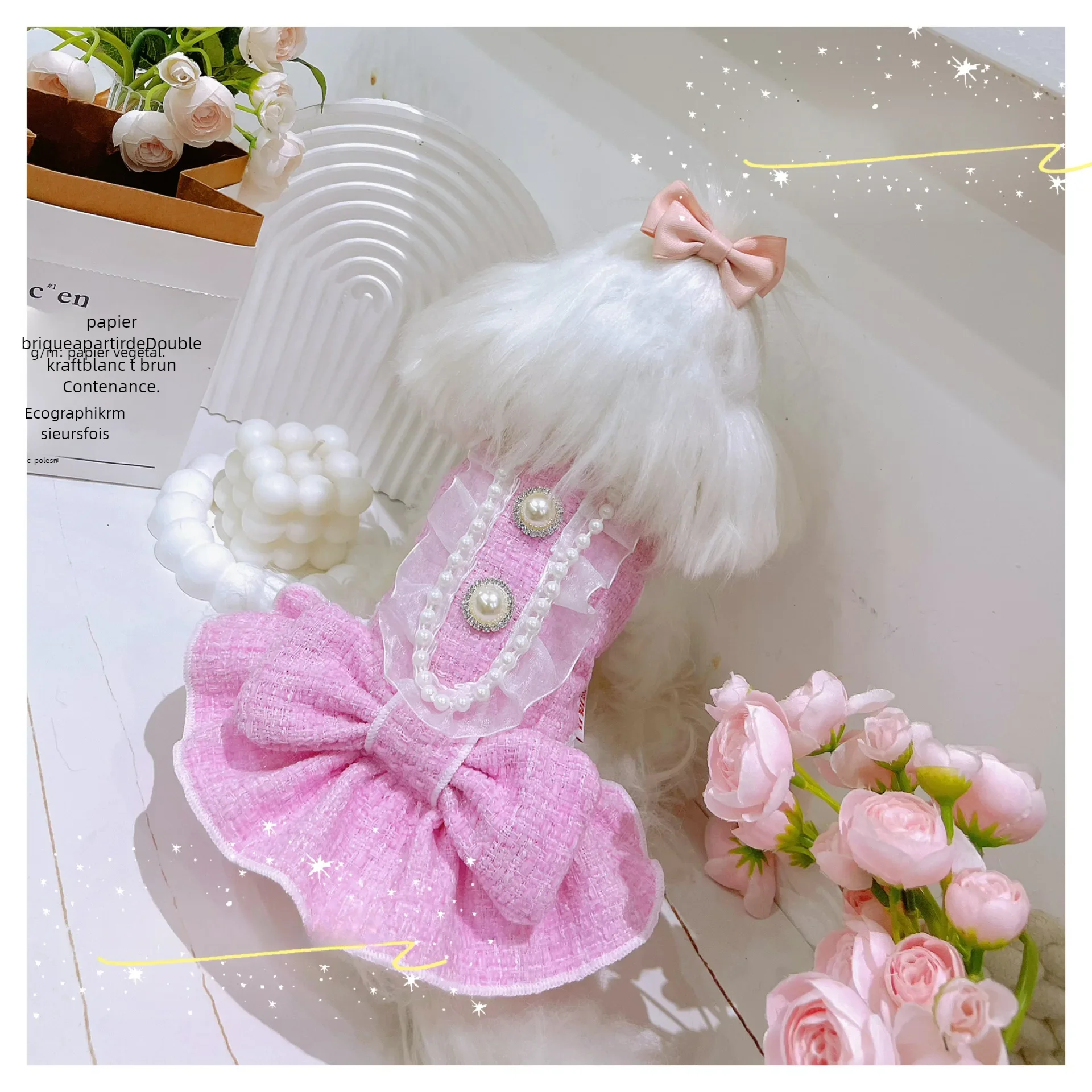 Plucked Little Fragrant Dog Clothes New York Summer Marzis Dog Puppy Winter Clothes Bow Dress