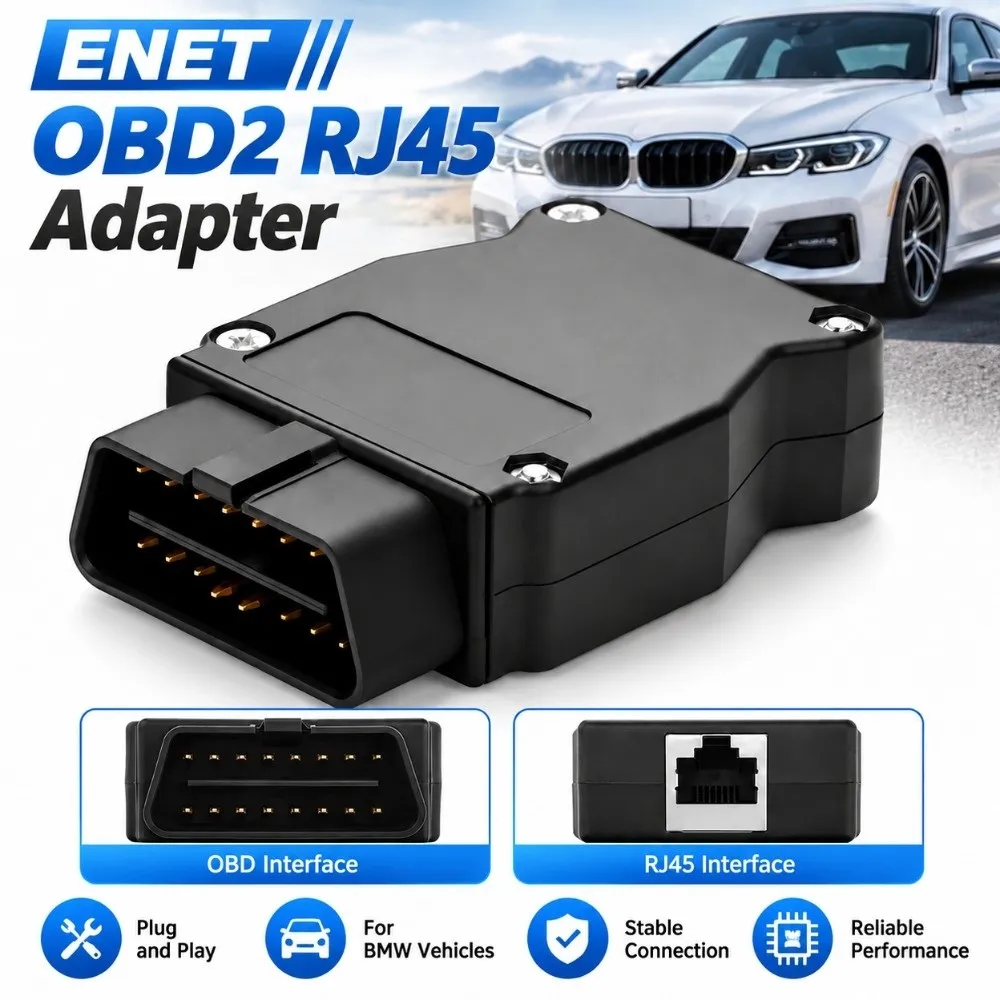 Durable 16Pin OBD2 Adapter Plug Style Ethernet to OBD2 ENET Ethernet Adapter Car Coding Interface for BMW Car