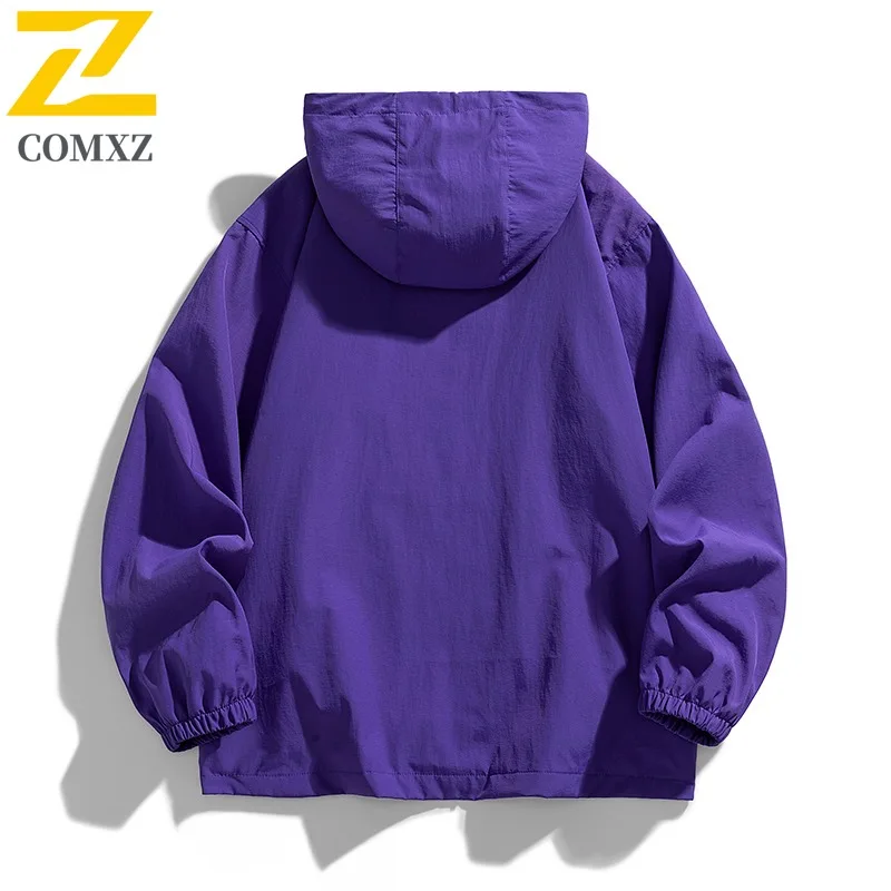 سترة خريفية مقاومة للماء بغطاء للرأس مقاومة للرياح سترة واقية خارجية للمشي لمسافات طويلة ملابس العمل على طراز الشارع الحضري خفيفة الوزن