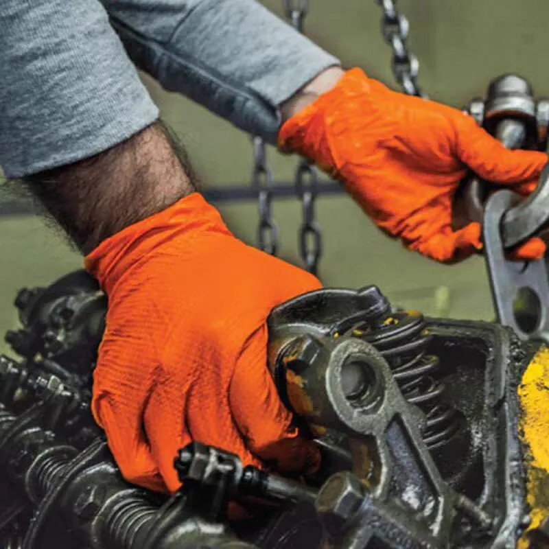 

Protection Glove100pcs Diamond Pattern Nitrile Gloves Orange Waterproof and Oil-resistant for Mechanical Maintenan Ce Security