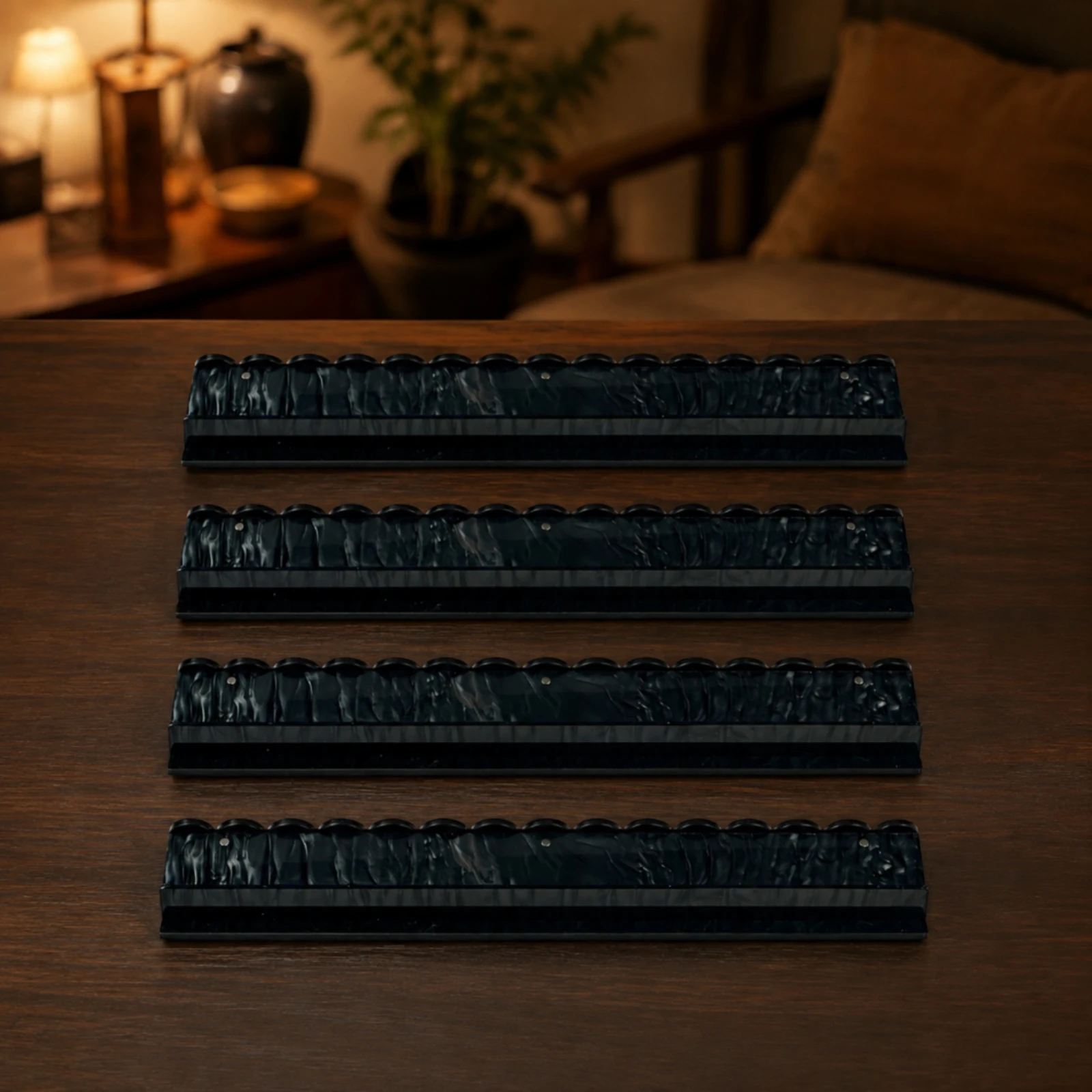 4 Pieces Tile Pushing Ruler Slim Acrylic Mahjong Rail with Attractive Features Tabletop Game Tool