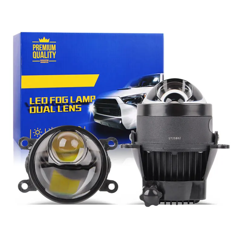 

3 Inch Bi LED Projector Fog Light with Halo Ring, 80W Laser Direct Beam White Yellow LED Fog Lamp Dual Beam High Low Upgrade