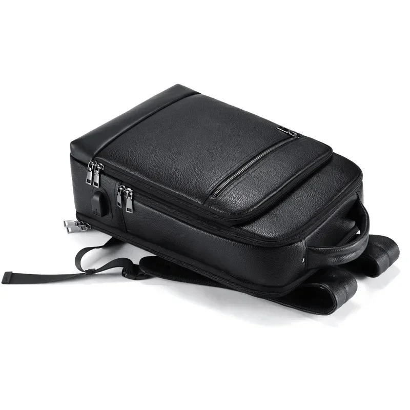 2027 New Luxury Brand Real Cow Genuine Leather Men Backpacks Student Backpack Boy Luxury 15.6 Inch Computer Laptop Bag