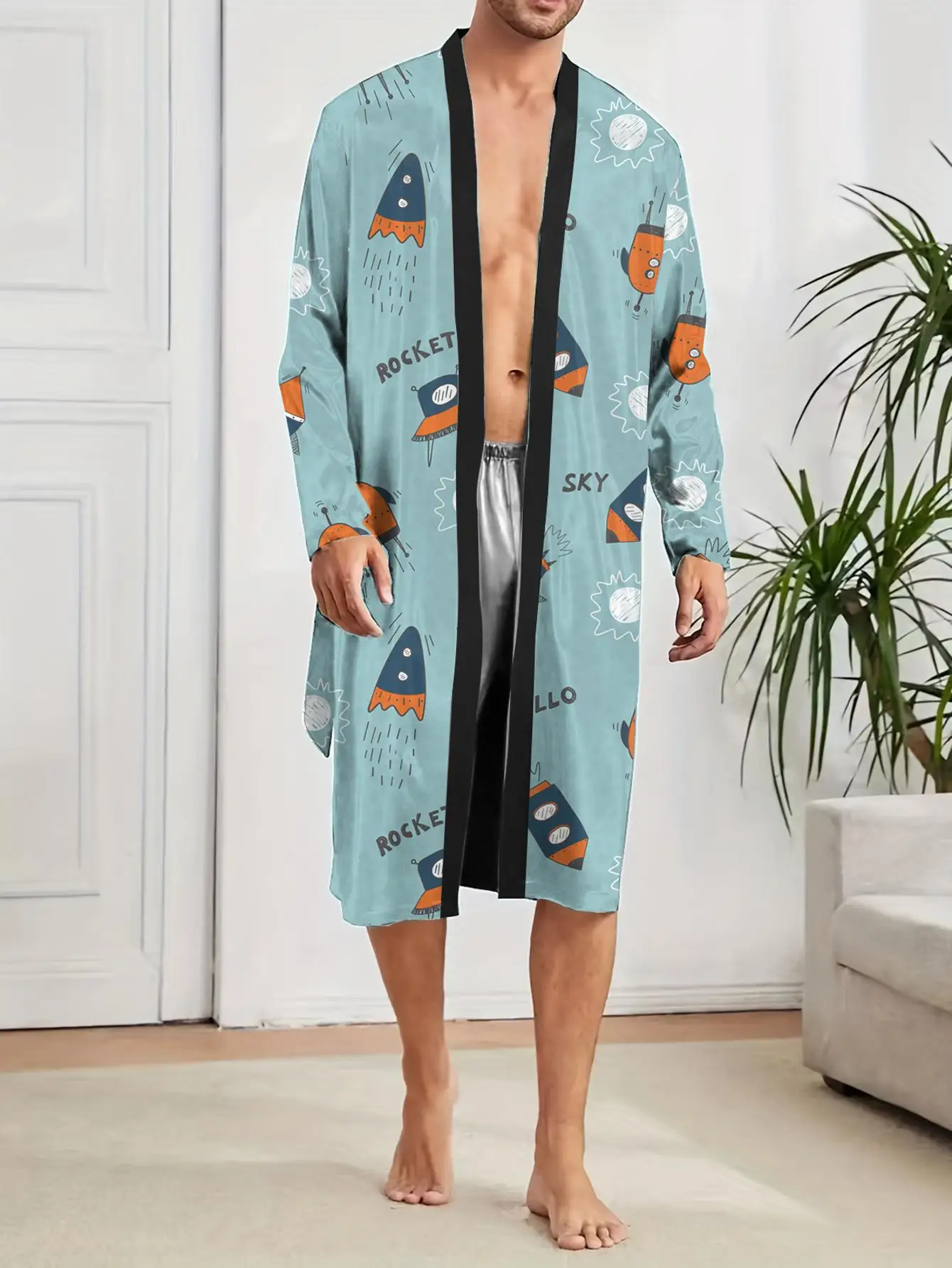 1pcs Men's Robes 2026 Spring/Summer Bathrobe man 3D Printed Breathable Robe man Bathrobe men Men's bathrobe Graphic sleepwear
