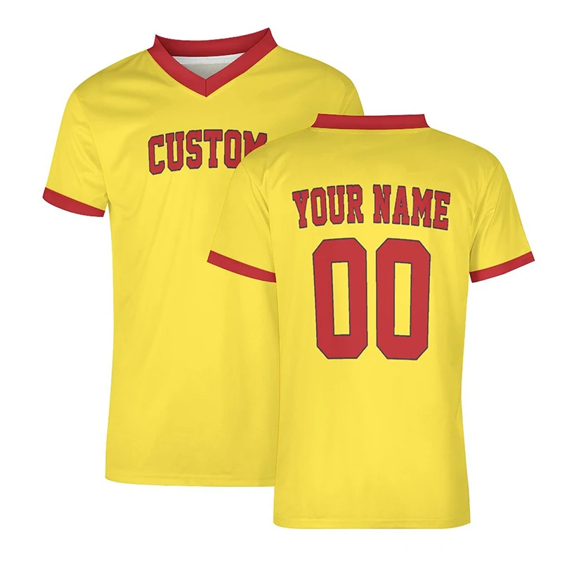 Yellow Men Football Jersey Custom Soccer T-shirts Mesh Sportwear Team Game Plus Size Clothing Cool Quick-Drying Training Wear