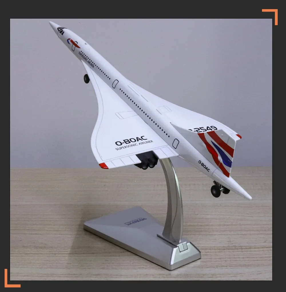 1:168 Scale Airplane Model Concorde Supersonic Medium Range Transport Plane Metal Passenger Civil Aircraft Model Sound Light